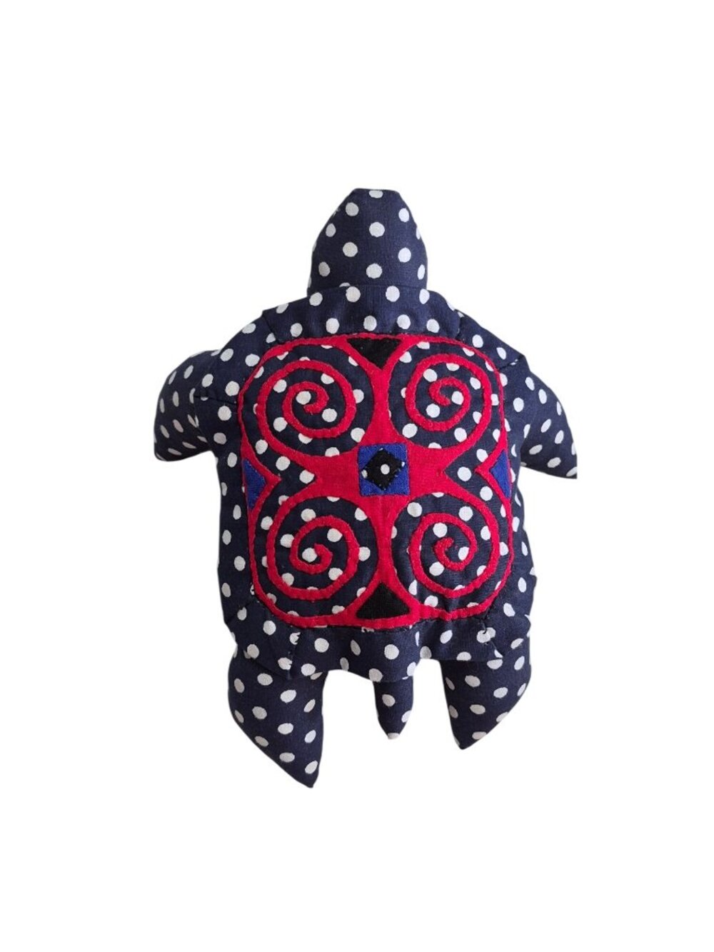 Hand Stitched Polka Dot Fabric Turtle Plush Pin Cushion Toy Hard Tortoise - Picture 7 of 11